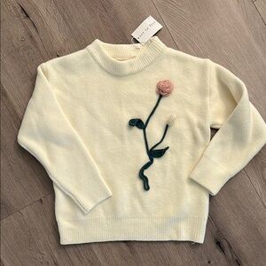 Cream Sweater with Floral Design